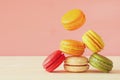 Image of falling colorful macaron