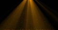 Image of falling confetti and light rays over black background Royalty Free Stock Photo