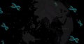 Image of falling dna strands and globe over black background Royalty Free Stock Photo