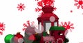 Image of falling red snowflakes and christmas lantern over white background Royalty Free Stock Photo