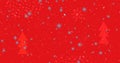 Image of falling snow over red background Royalty Free Stock Photo