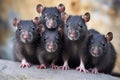 Image of family group of rats on white background. Wildlife Animals. Illustration, Generative AI