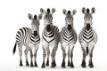 Image of family group of zebras on white background. Wildlife Animals. Illustration, Generative AI