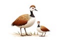 Image of family of pheasant-tailed jacana birds on a white background. Birds. Animals. Illustration, Generative AI