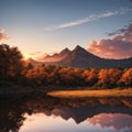 Fantastic Vivid nature landscape. Scenic image of Langbathsee lake during sunset. Popular travel and hiking