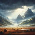 image of a fantasy ethiopian landscape, digital painting, concept art and cinematic lighting.