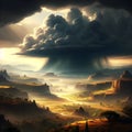 image of a fantasy ethiopian landscape, digital painting, concept art and cinematic lighting.
