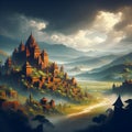 image of a fantasy ethiopian landscape, digital painting, concept art and cinematic lighting.