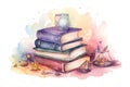Fantasy watercolor magical colorful book illustration