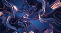 Abstract Fluid Shapes Metallic Blue and Gold Swirls Background Royalty Free Stock Photo