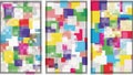 Abstract pixel art triptych isolated on white background Royalty Free Stock Photo