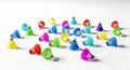 Scattered colorful plastic badminton shuttlecocks Royalty Free Stock Photo