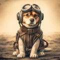 illustration aviator dog wear leather clothes and goggle ai generated Royalty Free Stock Photo