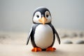 Adorable Penguin Figurine on Beige Background
