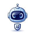 Vector art of artificial intelligence robot a cute robot head with ai shield, symbolizing the future of artificial intelligence Royalty Free Stock Photo