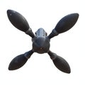 Aircraft Engine Propeller With Four Black Blades Isolated On Transparent Background Clipping Path Royalty Free Stock Photo