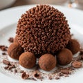 Chocolate truffles and cake isolated on white background Royalty Free Stock Photo