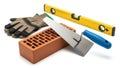 Construction tools and materials isolated on white background Royalty Free Stock Photo