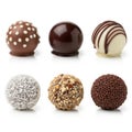 Assorted chocolate truffles isolated on white background Royalty Free Stock Photo