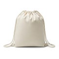 Beige drawstring bag isolated on white background Royalty Free Stock Photo
