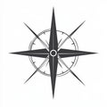 The image features a black line art compass, circular in shape, with a needle set against a white backdrop Royalty Free Stock Photo