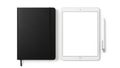 Notebook and tablet isolated on white background Royalty Free Stock Photo