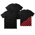 Black t-shirt with red diagonal stripes isolated on white background Royalty Free Stock Photo