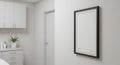 Blank Vertical Picture Frame Mockup in Modern Minimalist Interior Royalty Free Stock Photo