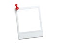 Blank note with red pushpin on white background Royalty Free Stock Photo