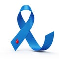 Blue awareness ribbon with red drop Royalty Free Stock Photo