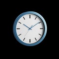 Blue clock face isolated on black background Royalty Free Stock Photo