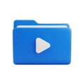 Blue folder with play button icon isolated on transparent background Royalty Free Stock Photo