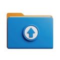 Blue folder with up arrow icon isolated on transparent background Royalty Free Stock Photo