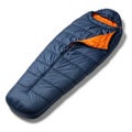 Blue and orange sleeping bag isolated on white background Royalty Free Stock Photo