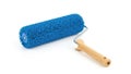 Blue paint roller isolated on white background Royalty Free Stock Photo