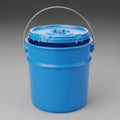Blue plastic bucket with lid isolated on white background Royalty Free Stock Photo