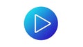 A blue play button icon on a white background for multimedia applications Royalty Free Stock Photo