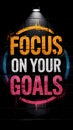 A bold motivational design with focus on goals text and vibrant paint splashes on dark background. Royalty Free Stock Photo