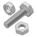 Closeup of a bolt and two nuts industrial hardware components isolated on a white background Royalty Free Stock Photo