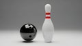 Bowling ball and pin isolated on white background Royalty Free Stock Photo