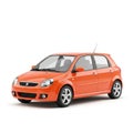 Bright orange compact car Royalty Free Stock Photo