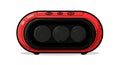 Sleek red Bluetooth speaker isolated against a crisp white background. Royalty Free Stock Photo