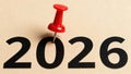 Red Pushpin Marking Year 2026 Royalty Free Stock Photo