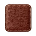Brown leather square patch isolated on white background Royalty Free Stock Photo
