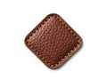 Brown leather square patch isolated on white background Royalty Free Stock Photo
