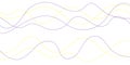 This image features a captivating abstract design of overlapping, flowing wave patterns in yellow and indigo hues against a clean