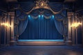 Theatrical Elegance. A grand stage background with dramatic lighting and theatrical curtains concept Royalty Free Stock Photo