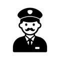 Policeman Cartoon Vector with Mustache in Uniform and Cap for Security Themes Royalty Free Stock Photo