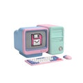 Cute retro computer setup isolated on transparent background Royalty Free Stock Photo