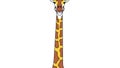 Cute cartoon giraffe character standing tall with a friendly smile and colorful spotted pattern on white background Royalty Free Stock Photo
